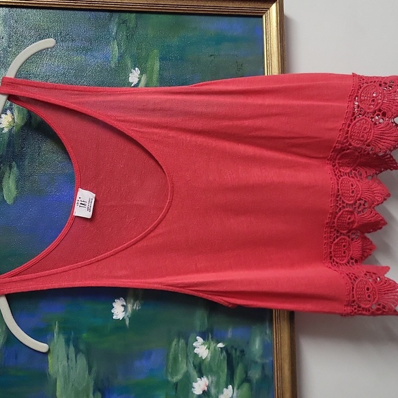 Zara 🪸 Crop Swing Top with Lace Trim ~ Rosy Coral Color - Picture 3 of 9
